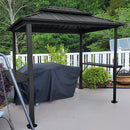 PURPLE LEAF Hardtop Grill Gazebo for Patio Bronze Permanent Metal Roof Outside Sun Shade Outdoor BBQ Canopy