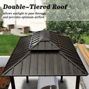 PURPLE LEAF Hardtop Grill Gazebo for Patio Bronze Permanent Metal Roof Outside Sun Shade Outdoor BBQ Canopy