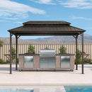PURPLE LEAF Hardtop Grill Gazebo for Patio Bronze Permanent Metal Roof Outside Sun Shade Outdoor BBQ Canopy
