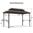 PURPLE LEAF Hardtop Grill Gazebo for Patio Bronze Permanent Metal Roof Outside Sun Shade Outdoor BBQ Canopy