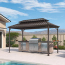 PURPLE LEAF Hardtop Grill Gazebo for Patio Bronze Permanent Metal Roof Outside Sun Shade Outdoor BBQ Canopy