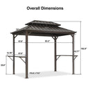 PURPLE LEAF Hardtop Grill Gazebo for Patio Bronze Permanent Metal Roof Outside Sun Shade Outdoor BBQ Canopy