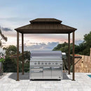 PURPLE LEAF Hardtop Grill Gazebo for Patio Bronze Permanent Metal Roof Outside Sun Shade Outdoor BBQ Canopy