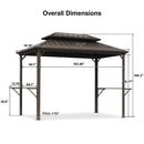 PURPLE LEAF Hardtop Grill Gazebo for Patio Bronze Permanent Metal Roof Outside Sun Shade Outdoor BBQ Canopy