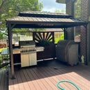 PURPLE LEAF Hardtop Grill Gazebo for Patio Bronze Permanent Metal Roof Outside Sun Shade Outdoor BBQ Canopy