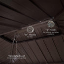 PURPLE LEAF Hardtop Grill Gazebo for Patio Bronze Permanent Metal Roof Outside Sun Shade Outdoor BBQ Canopy