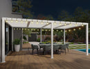 PURPLE LEAF Athena Louvered Pergola Modern White Pergola with Adjustable Roof for Deck Backyard Garden