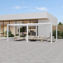 PURPLE LEAF Athena Louvered Pergola Modern White Pergola with Adjustable Roof for Deck Backyard Garden