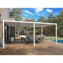 PURPLE LEAF Athena Louvered Pergola Modern White Pergola with Adjustable Roof for Deck Backyard Garden