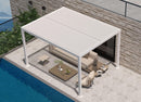 PURPLE LEAF Athena Louvered Pergola Modern White Pergola with Adjustable Roof for Deck Backyard Garden