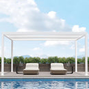 PURPLE LEAF Athena Louvered Pergola Modern White Pergola with Adjustable Roof for Deck Backyard Garden