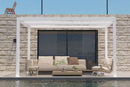 PURPLE LEAF Athena Louvered Pergola Modern White Pergola with Adjustable Roof for Deck Backyard Garden