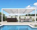 PURPLE LEAF Athena Louvered Pergola Modern White Pergola with Adjustable Roof for Deck Backyard Garden