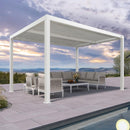 PURPLE LEAF Athena Louvered Pergola Modern White Pergola with Adjustable Roof for Deck Backyard Garden