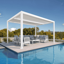 PURPLE LEAF Athena Louvered Pergola Modern White Pergola with Adjustable Roof for Deck Backyard Garden
