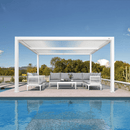 PURPLE LEAF Athena Louvered Pergola Modern White Pergola with Adjustable Roof for Deck Backyard Garden