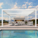 PURPLE LEAF Athena Louvered Pergola Modern White Pergola with Adjustable Roof for Deck Backyard Garden