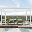 PURPLE LEAF Athena Louvered Pergola Modern White Pergola with Adjustable Roof for Deck Backyard Garden