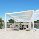 PURPLE LEAF Athena Louvered Pergola Modern White Pergola with Adjustable Roof for Deck Backyard Garden