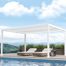 PURPLE LEAF Athena Louvered Pergola Modern White Pergola with Adjustable Roof for Deck Backyard Garden