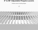 PURPLE LEAF Athena Louvered Pergola Modern White Pergola with Adjustable Roof for Deck Backyard Garden