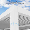 PURPLE LEAF Athena Louvered Pergola White Outdoor Aluminum Pergola with Strip Lights Adjustable Gazebo for Patio Deck Garden