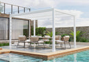 PURPLE LEAF Athena Louvered Pergola Modern White Pergola with Adjustable Roof for Deck Backyard Garden