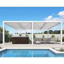 PURPLE LEAF Athena Louvered Pergola Modern White Pergola with Adjustable Roof for Deck Backyard Garden