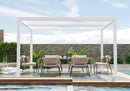 PURPLE LEAF Athena Louvered Pergola Modern White Pergola with Adjustable Roof for Deck Backyard Garden