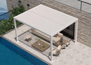 PURPLE LEAF Athena Louvered Pergola Modern White Pergola with Adjustable Roof for Deck Backyard Garden