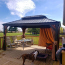 PURPLE LEAF Outdoor Hardtop Gazebo for Garden Bronze Double Roof Aluminum Frame Pavilion with Reinforcement Support Rod