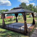 PURPLE LEAF Outdoor Hardtop Gazebo for Garden Bronze Double Roof Aluminum Frame Pavilion with Reinforcement Support Rod