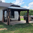 PURPLE LEAF Outdoor Hardtop Gazebo for Garden Bronze Double Roof Aluminum Frame Pavilion with Reinforcement Support Rod
