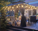 PURPLE LEAF Outdoor Hardtop Gazebo for Patio Bronze Aluminum Frame Pavilion with Navy-Blue Curtain and String Lights-clear