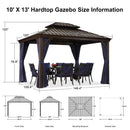 PURPLE LEAF Outdoor Hardtop Gazebo for Patio Bronze Aluminum Frame Pavilion with Navy-Blue Curtain and Reinforced Support Rods