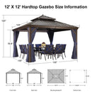 PURPLE LEAF Outdoor Hardtop Gazebo for Patio Bronze Aluminum Frame Pavilion with Navy-Blue Curtain and Reinforced Support Rods