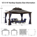 PURPLE LEAF Outdoor Hardtop Gazebo for Patio Bronze Aluminum Frame Pavilion with Navy-Blue Curtain