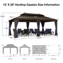 PURPLE LEAF Outdoor Hardtop Gazebo for Patio Bronze Aluminum Frame Pavilion with Navy-Blue Curtain and Reinforced Support Rods
