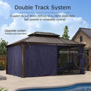 PURPLE LEAF Outdoor Hardtop Gazebo for Patio Bronze Aluminum Frame Pavilion with Navy-Blue Curtain