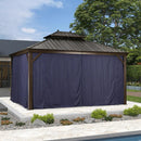 PURPLE LEAF Outdoor Hardtop Gazebo for Patio Bronze Aluminum Frame Pavilion with Navy-Blue Curtain