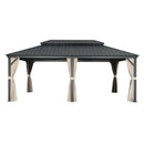 PURPLE LEAF Outdoor Hardtop Gazebo for Patio Grey Aluminum Frame Pavilion with Khaki curtains