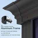 PURPLE LEAF Outdoor Hardtop Gazebo for Patio Grey Aluminum Frame Pavilion with Navy-Blue Curtain
