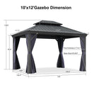 PURPLE LEAF Outdoor Hardtop Gazebo for Patio Grey Aluminum Frame Pavilion with Navy-Blue Curtain