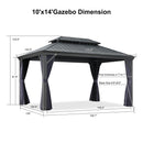 PURPLE LEAF Outdoor Hardtop Gazebo for Patio Grey Aluminum Frame Pavilion with Navy-Blue Curtain