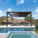 PURPLE LEAF Athena Outdoor Louvered Pergola Adjustable Metal Roof Bronze Hardtop Gazebo Patio Pavilion