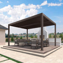 PURPLE LEAF Athena Outdoor Louvered Pergola Adjustable Metal Roof Bronze Hardtop Gazebo Patio Pavilion