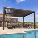 PURPLE LEAF Athena Outdoor Louvered Pergola Adjustable Metal Roof Bronze Hardtop Gazebo Patio Pavilion