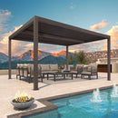 PURPLE LEAF Athena Outdoor Louvered Pergola Adjustable Metal Roof Bronze Hardtop Gazebo Patio Pavilion