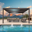 PURPLE LEAF Athena Outdoor Louvered Pergola Adjustable Metal Roof Bronze Hardtop Gazebo Patio Pavilion