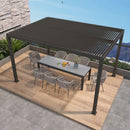 PURPLE LEAF Athena Outdoor Louvered Pergola Adjustable Metal Roof Bronze Hardtop Gazebo Patio Pavilion